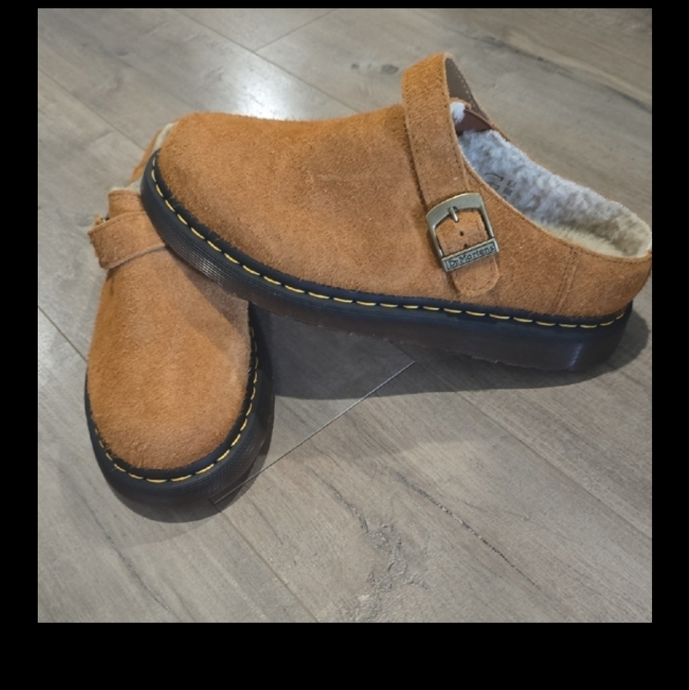 Dr. Martens NEW Unisex  Brown Suede Buckle Clogs Slippers New W/Tag